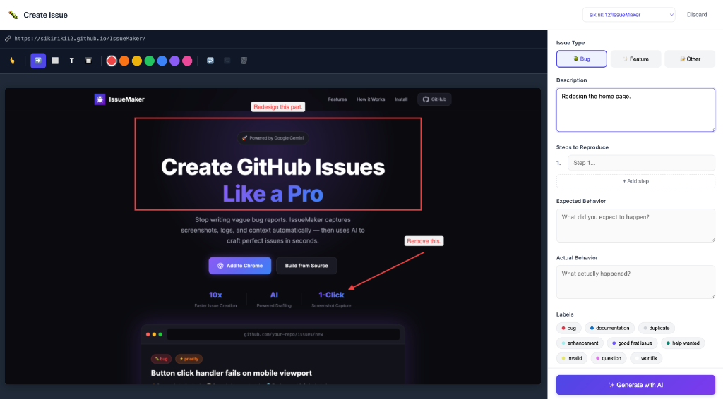 IssueMaker Editor - Capture screenshots and annotate with arrows, text, and blur tools